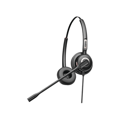 Diadema binaudal (duo) con tecnología antishock para teléfonos IP FANVIL y Polycom con micrófono de cancelación de ruido, larga durabilidad