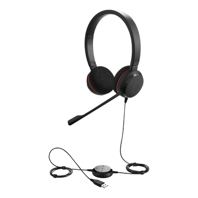 Jabra Evolve 20 DUO con conexión USB, micrófono con cancelación de ruido de ultima generación, configuración Plug and Play (4999-829-209)