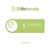 Licencia para ZKBiosecurity permite gestionar hasta 5 dispositivos para tiempo y asistencia