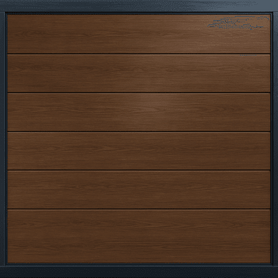 Puerta de Garage de Alta Calidad / Linea Central / Imitacion madera / oscura / 18x9 pies / AISLADA / Estilo Americana.
