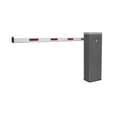 Kit de Barrera Vehicular Izquierda y Brazo de 3 Metros / Finales de Carrera Ajustables por Programación / Movimiento Fluido / Diseño Elegante Color Gris / Con Corona Led Semaforizada