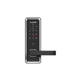 Cerradura inteligente con teclado Touch Screen, Apertura con tarjeta Mifare /Contraseña y Llave de emergencia de diseño compacto para puertas de perilla simple