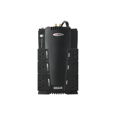 UPS de 685 VA/390 W, Topología Línea Interactiva, Entrada 120 Vca NEMA 5-15P, Tipo Gabinete Compacto, Con 8 Tomas NEMA 5-15R