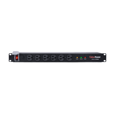 PDU Básico Para Distribución de Energía con Supresor de Picos, Con 12 Tomas NEMA 5-15R Traseras, 1UR, 15 Amp, 120 Vca, 1800 Joules de Protección