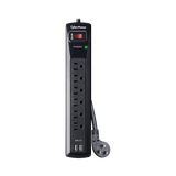 Multicontacto Con Supresor de Picos, Voltaje de Entrada 125 Vca NEMA 5-15P, Con 6 Salidas NEMA 5-15R, 2 Puertos de Carga USB, 1200 Joules