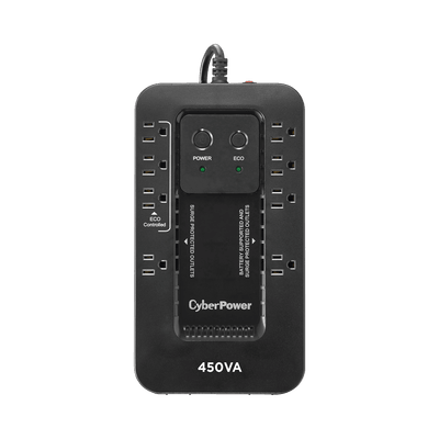 UPS de 450 VA/260 W, Topología Standby con Modo Ahorrador ECO, Entrada 120 Vca NEMA 5-15P, Con 8 Tomas NEMA 5-15R