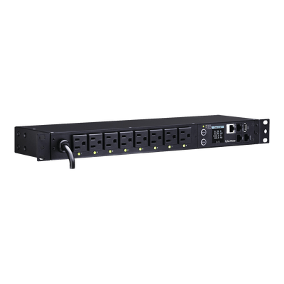 PDU Switchable por Toma, Para Distribución de Energía, Entrada 120 Vca NEMA 5-15P, Con 8 Salidas NEMA 5-15R, Horizontal 19in, 1UR