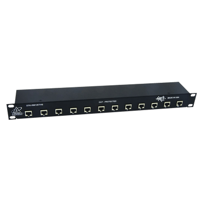 Protector de puertos IP de 12 Canales para uso en CAT5e, CAT6 y CAT6A.