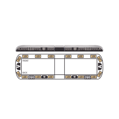 Torreta ámbar de 54" Vantage ™ 16 LED 2 luces de trabajo, 2 luces de callejón, 2 luces de freno, traseras y direccionales