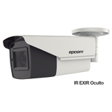Bullet TURBOHD 4K (8Megapixeles) / Lente Mot. 2.7 a 13.5 mm / Potente IR EXIR de 80 mts / Exterior IP67 / 12 Vcc - 24 VCA / dWDR