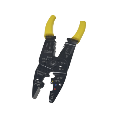 Pinza Cortacables / Pelacables 10 a 22 AWG con Plegador de Conectores.