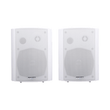 Altavoces Amplificada de Montaje en Pared 5"+1.5" | RMS 20W@8ohms y Pasivo 20W | Material ABS | Reja Metálica | Bracket de Metal | Color Blanco