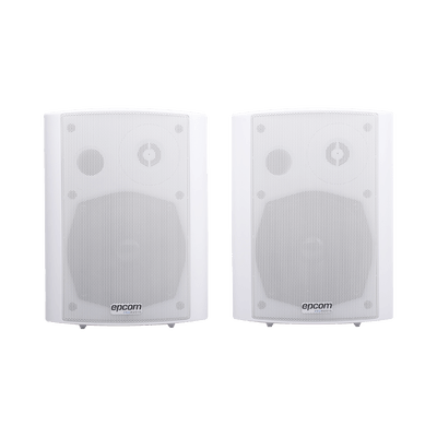Altavoces Amplificada de Montaje en Pared 5"+1.5" | RMS 20W@8ohms y Pasivo 20W | Material ABS | Reja Metálica | Bracket de Metal | Color Blanco