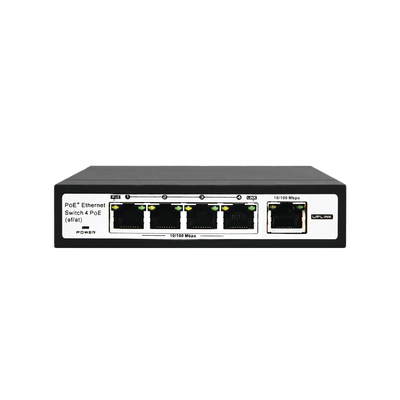 Switch PoE / 100 Metros PoE / 4 puertos 802.3af /at ( 60 W ) 10/100 Mbps + 1 puerto uplink