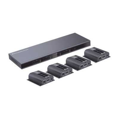 MATRICIAL Y EXTENSOR DE VIDEO HDMI 4 x 4 / 4 Entradas HDMI / 4 Salidas HDMI Loop / 4 Salidas RJ45 para Extender la señal 40 metros por salida / 1080 @ 60Hz / Conmutación por RS232, Control Remoto o Ethernet.