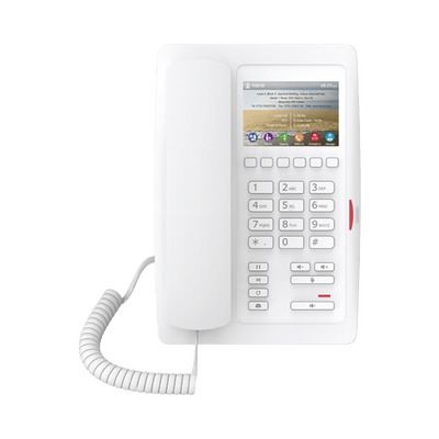 (H5 Color Blanco)Teléfono para Hotelería, profesional de gama alta con pantalla LCD de 3.5 pulgadas a color, 6 teclas programables para servicio rápido (Hotline) PoE