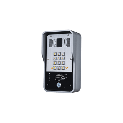 Audio Portero IP 2 líneas SIP con relevador integrado, Lector RFID para acceso por clave numérica, tarjeta o llamada remota, PoE