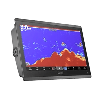 Pantalla táctil GPSMAP® 8416 de 16" con mapa mundial base.