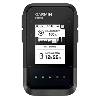 Navegador GPS Portátil / Pantalla 2.2″ de Alto Contraste / Batería Ilimitada con Carga Solar (75 000 lux) / GPS Multibanda / Brújula Digital / Resistente al Agua IPX7 / Compatible con Garmin Explore