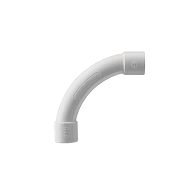 Curva de radio estrecho para tubería rígida, recomendado para cables de datos, PVC Auto-extinguible, de 40 mm
