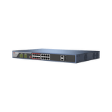 Switch PoE 250 Metros Larga Distancia / 16 Puertos 802.3at (30 W) 100 Mbps + 2 Puertos Gigabit + 2 Puertos SFP