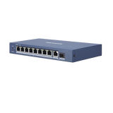 Switch Gigabit PoE+ / No Administrable / 8 Puertos 1000 Mbps PoE+ / 1 Puerto 1000 Mbps de Uplink + 1 Puerto SFP / 110 Watts
