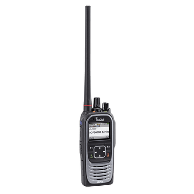 Radio portátil digital y analógico con pantalla a color en rango de frecuencia 136-174MHz, 1024 canales, 5 W de potencia de RF. Batería, cargador, antena y clip incluidos.
