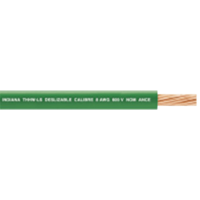 ( Venta por metro ) Cable 10 awg color verde, conductor de cobre suave cableado. Aislamiento de PVC, auto-extinguible.