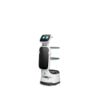 Robot de Entrega Automatizado / Área de Cobertura Máxima 200*200㎡ / Velocidad de Movimiento Ajustable 0.1~1.0 m/s / Colaboración Multi-robot Hasta 20 Robots / Batería de Ion de Litio Ternaria / Pantalla de Publicidad 18.5 pul