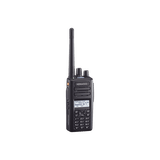 Radio portátil UHF 800/900 MHz, 260 Canales, Digital NXDN-DMR-Análogo, GPS, Bluetooth, IP67, 2 Pines, Incluye Batería-Antena-Cargador-Clip.