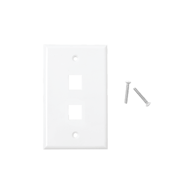 Placa de pared de 2 puertos, Keystone, Color Blanco