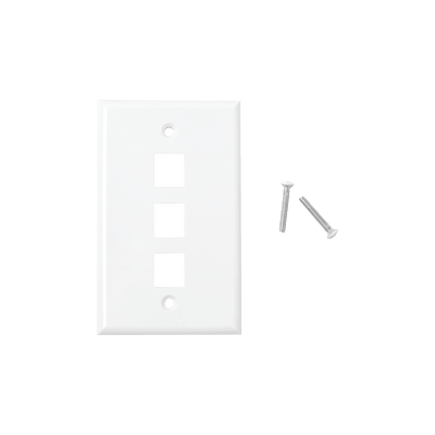 Placa de pared de 3 puertos, Keystone, Color Blanco