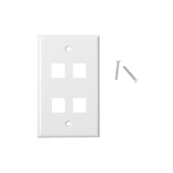 Placa de pared de 4 puertos, Keystone, Color Blanco