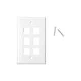 Placa de pared de 6 puertos, Keystone, Color Blanco
