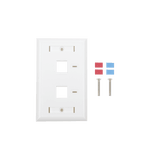 Placa de pared de 2 puertos, Keystone, con espacio para etiqueta, Color Blanco