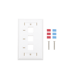 Placa de pared, de 3 puertos, Keystone, con espacio para etiqueta - Color Blanco