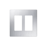 Placa de pared 2 espacios, diseño tipo metálico, para atenuador (dimmer), apagador ó control remoto inalámbrico LUTRON.