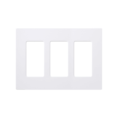 Placa de pared 3 espacios, color blanco, para atenuador (dimmer), switch ó control remoto PICO inalámbrico.