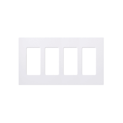 Placa de pared 4 espacios, color blanco, para atenuador (dimmer), switch ó control remoto PICO inalámbrico