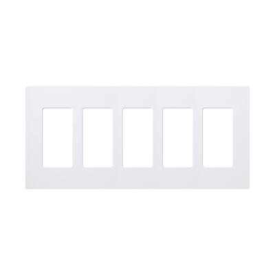 Placa de pared 5 espacios, para atenuador (dimmer), switch ó control remoto PICO inalámbrico