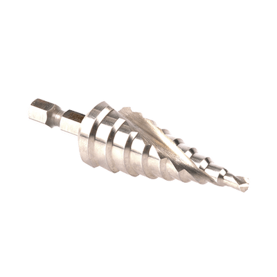 Broca escalonada espiral de hss 4-20 mm, zanco de 1/4" hexagonal, blister con una pieza.