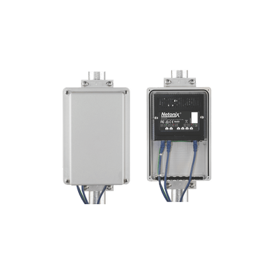Kit Switch WISP PoE pasivo 6 puertos Gigabit, entrada PoE 37-53 Vcc + gabinete para exterior IP65
