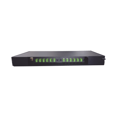 Patch panel de 12 puertos de 1u, incluye pigtails, adapters plates y splice tray
