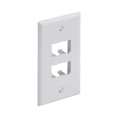 Placa de Pared Vertical Clásica, Salida Para 4 Puertos Mini-Com, Color Blanco