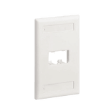 Placa de Pared Vertical Clásica, Salida Para 2 Puertos Mini-Com, Con Espacios Para Etiquetas, Color Blanco Mate