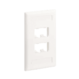 Placa de Pared Vertical Clásica, Salida Para 4 Puertos Mini-Com, Con Espacios Para Etiquetas, Color Blanco Mate