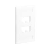 Placa de Pared Vertical Clásica, Salida Para 4 Puertos Mini-Com, Con Espacios Para Etiquetas, Color Blanco