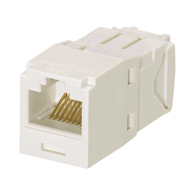 Conector Jack RJ45 Estilo TG, Mini-Com, Categoría 6A, de 8 posiciones y 8 cables, Color Blanco Mate
