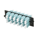 Placa Acopladora de Fibra Optica FAP, Con 12 Conectores LC Duplex (24 Fibras), Para Fibra Multimodo OM3/OM4, Color Aqua
