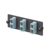 Placa Acopladora de Fibra Optica FAP, Con 3 Conectores SC Duplex (6 Fibras), Para Fibra Multimodo OM3/OM4, Color Aqua